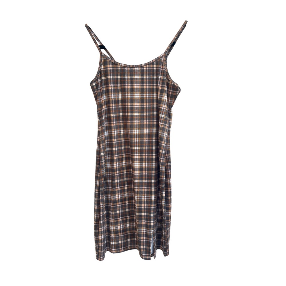 Just Polly Plaid Mini Dress Juniors Large Brown 90s Clueless Academia Grunge Y2K